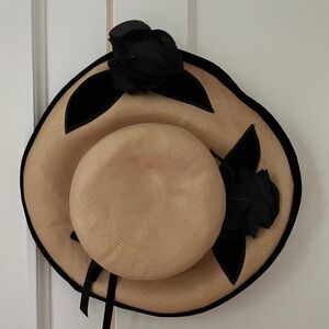 1940s Custommade Straw Sunhat with Velvet Bow
